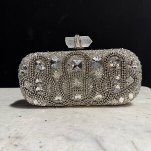 Marchesa Silver Crystal Clutch